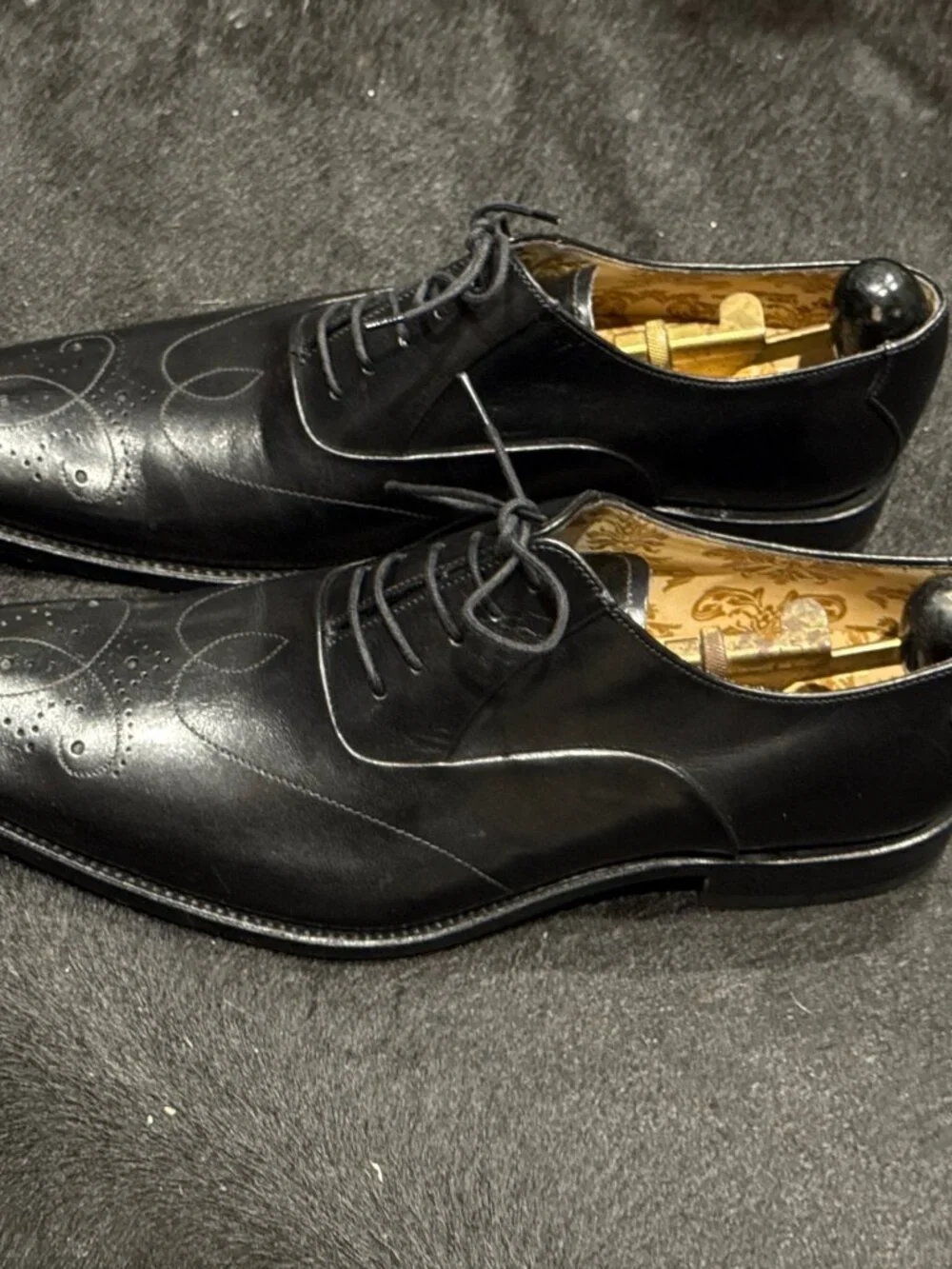 Loake Design Gunny Black Calf Leather Lace-Up Brogues Shoes 9.5D